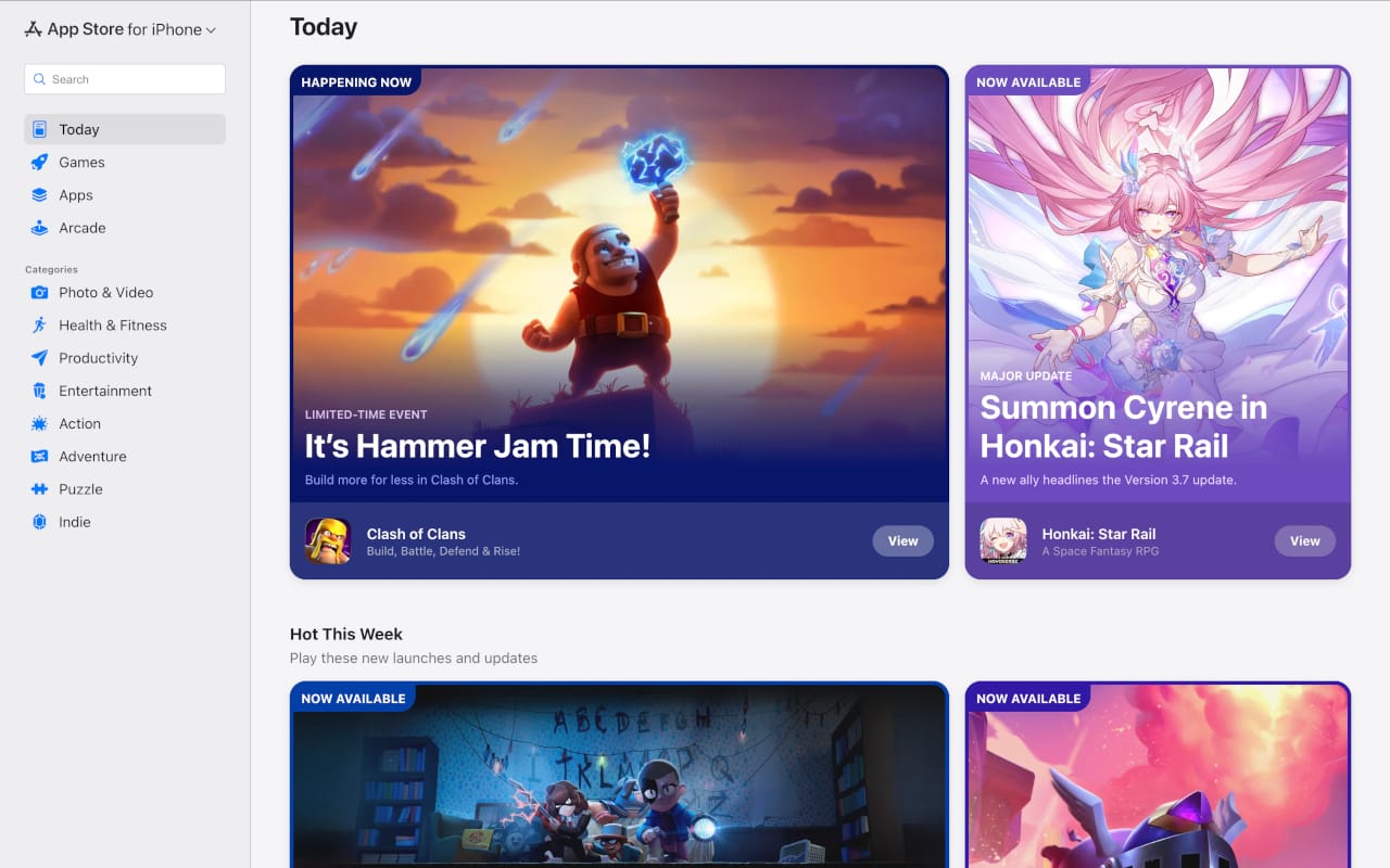 Apple App Store in the browser